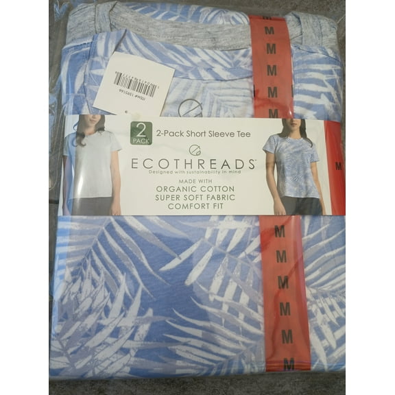 Ecothreads Women's Short Sleeve T-Shirt Organic Cotton 2Pack Size: M, Color: Easter Egg/Heather Grey