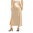 thumbnail image 5 of Women's Solid Color Slit Skirt Hip Hugging High Waist Satin Elegant Long Skirts Fashion Summer Midi Office Skirt For Women, 5 of 6