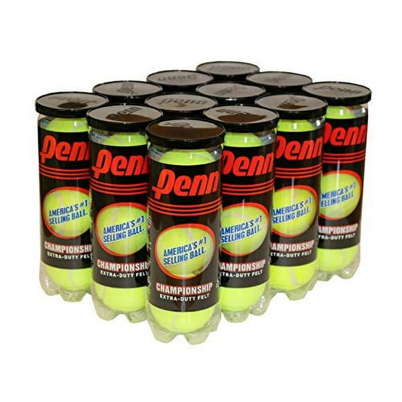 Penn Balles de Tennis de Championnat - Balles de Tennis Pressurisées Feutrées Supplémentaires - 12 Canettes, 36 Balles