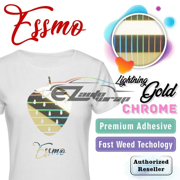 ESSMO Lightning Gold Chrome Heat Transfer Vinyl HTV Sheet T-Shirt 20" Wide Iron On Heat Press 20"x12"