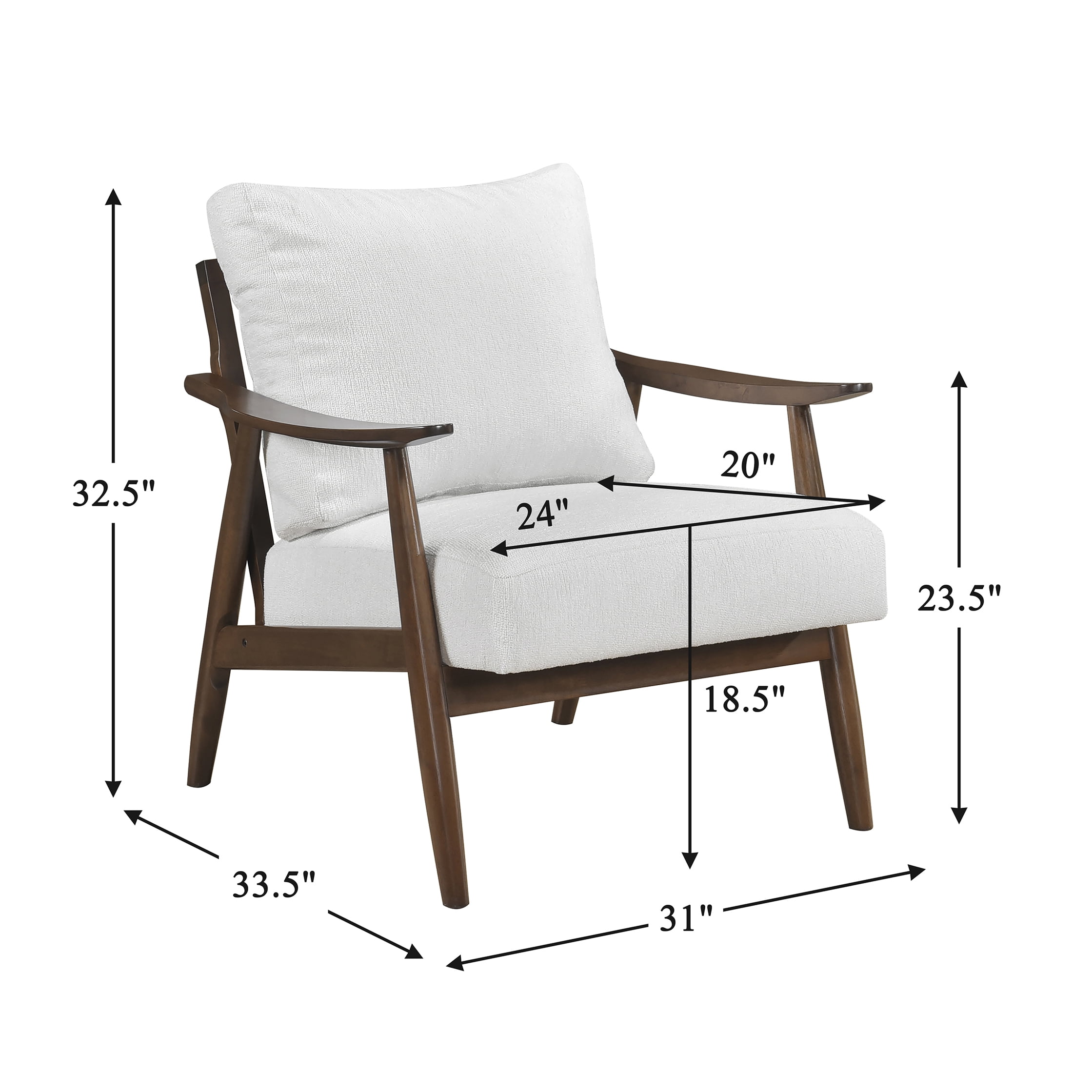 OakvillePark Bellharbor Chenille Accent Chair, Beige and Brown Wood