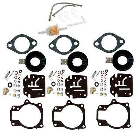 Wauebuly 3Sets Carburetor Rebuild Kit for Evinrude Johnson 398729 Sierra 18-7222 18-7042 Outboard Motors with Float