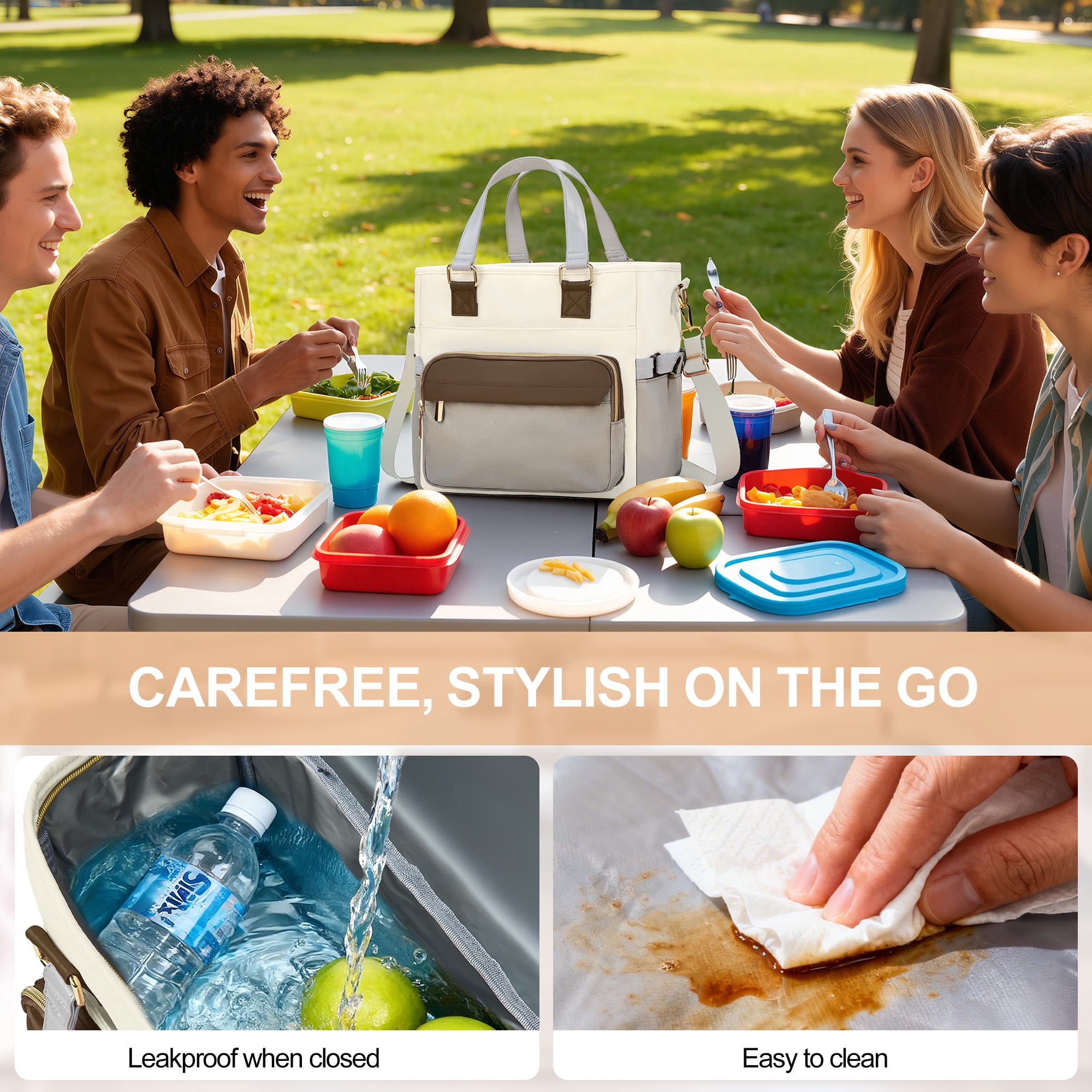 Gynky Insulated Lunch Bag Box Women, Wide Opening Adult Lunch Box Women, Large Leakproof Cooler Bag, Lunch Teacher Tote Bag for Work Picnic Beach Family College