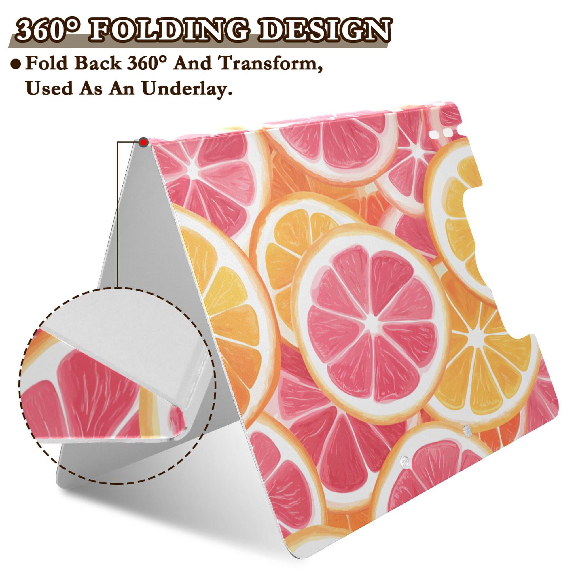 FORMRS A4 Clipboard Folder with Pen Holder Horizontal Foldable School Office Binder, Pink Grapefruit Slices