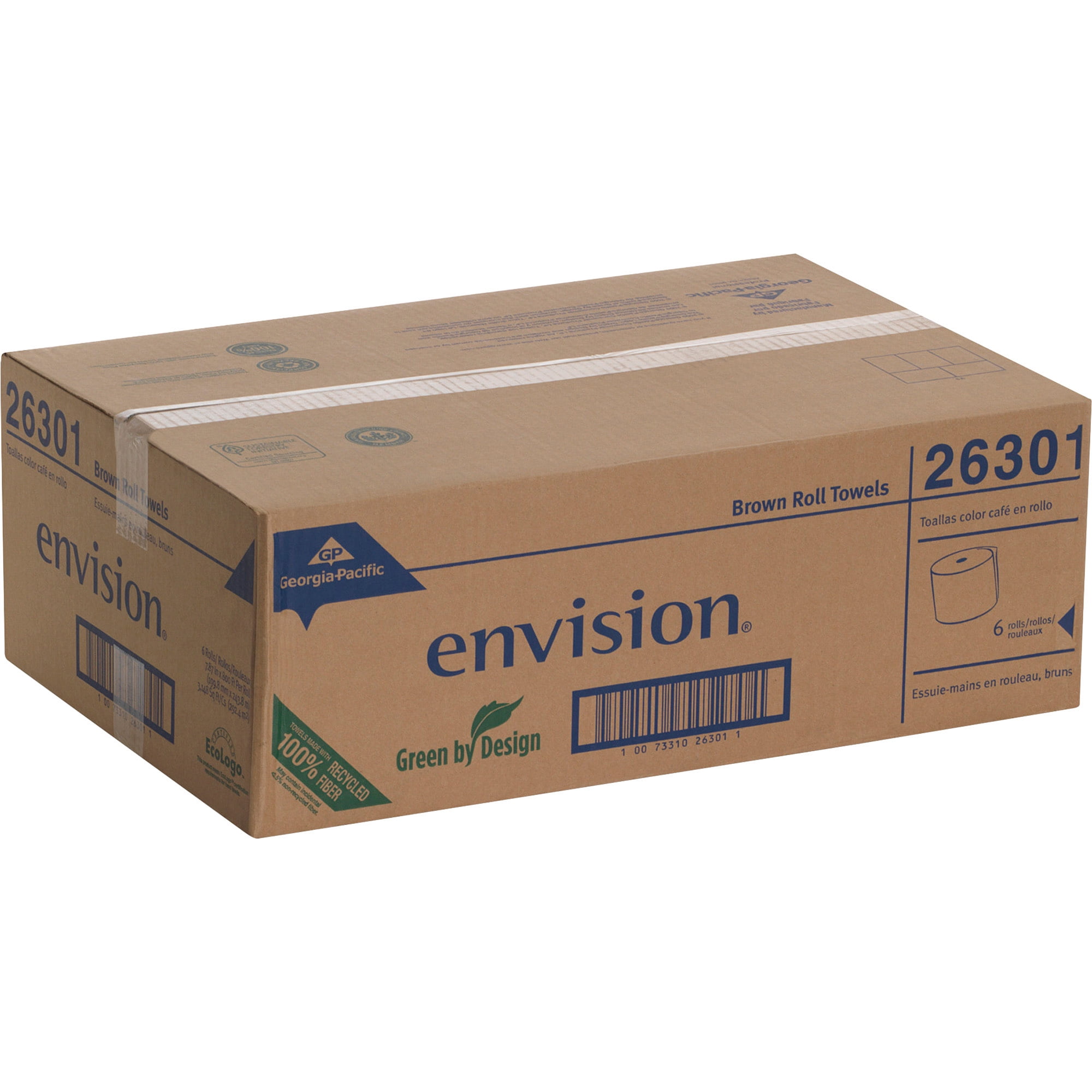 by GP PRO Pacific Blue Basic Recycled Hardwound Paper Towel Rolls 6 Rolls Per Case previously branded Envision Georgia-Pacific 26301 800 Feet Per Roll Brown