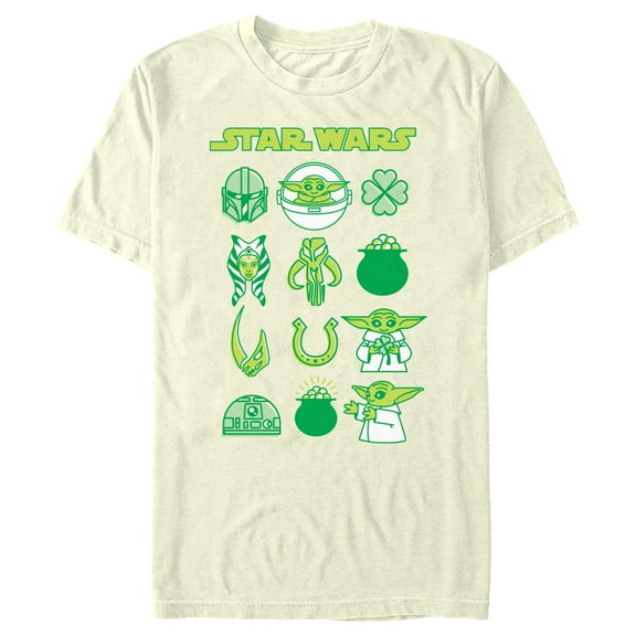 Men's Star Wars: The Mandalorian St. Patrick's Day Character Chart Graphic Tee Beige X Large