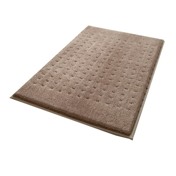 FUDAKUNA Soft Microfiber Bath Rugs 20" x 32" Fluffy Non Slip Absorbent Brown Shaggy Shower Bathroom Mats Washable
