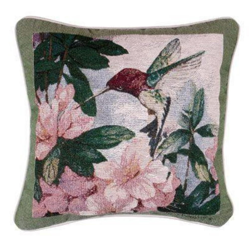 Hummingbird Garden Decorative Accent Throw Pillow 17" x 17"