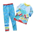 thumbnail image 3 of PAFNAFHF Boys Two Piece Swimsuits Long Sleeve Long Pants Sun Protection Warm For Diving Surfing Toddler Kids Wear Boys Bathing Suit Blue, 3 of 4