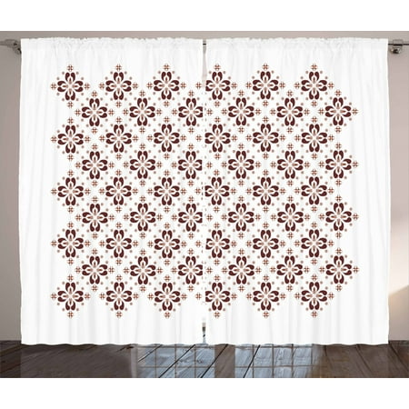Brown And White Curtains 2 Panels Set Native Cultural Pattern