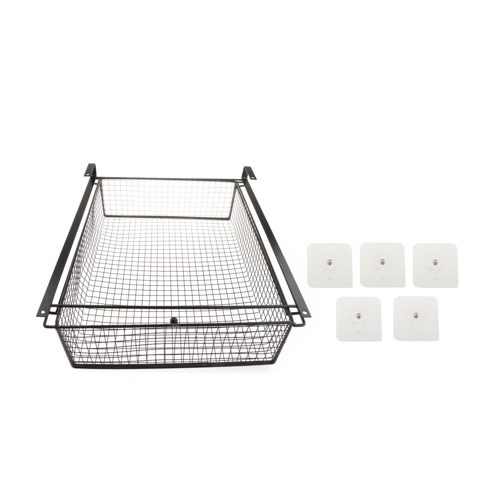 TISHITA under Desk Organizer Drawer Hanging under Desk Box Pull Out Table Shelf under Shelf Storage Basket for Pantry Desktop Clothes Black