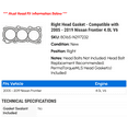 thumbnail image 2 of Right Head Gasket - Compatible with 2005 - 2019 Nissan Frontier 4.0L V6 2006 2007 2008 2009 2010 2011 2012 2013 2014 2015 2016 2017 2018, 2 of 2