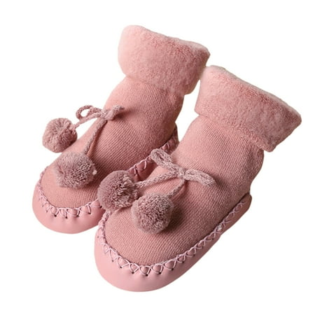 

JDEFEG Girls Slip On Warm Winter Baby Socks Coral Velvet Warm Socks Cute Plush Ear Adult and Kids High Socks Toddler Size 9 Shoes Boys Cotton Pink 14