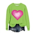 thumbnail image 2 of Fznquz Valentines Day Sweatshirts for Women Love Heart Graphic Plus Size Outfits Crew Neck Cute Green Spirng Outfits S, 2 of 5
