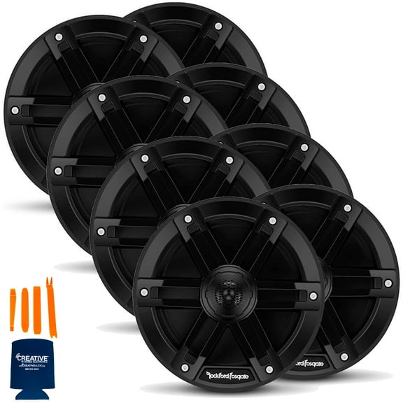 Rockford Fosgate 4 Pair M0-65B M0 Series 6.5” Marine 2-Way System- 65 Watts Rms, 250 Watts Peak, Black Grilles Included