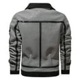 thumbnail image 4 of IYTR Mens Jackets Long Sleeve Jacket Imitation Leather Coat Top with Pocket Zipper Lapel Solid Color Gray L, 4 of 5