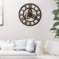 thumbnail image 2 of Vintage Wall Clock Without Ticking Sounds, Large Roman Numerals 40Cm Wall Clock, Wooden Clock Living Room Kitchen Cafe Office Home Decor Gift (Gear), 2 of 3