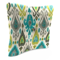 Jordan Manufacturing 23.5" x 24" Paso Turquoise Multicolor Ikat Square Tufted Outdoor Deep Seat Chair Back Cushion with Fabric Button
