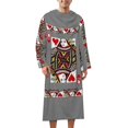 thumbnail image 2 of QUEEN OF HEARTS PLAYING CARDS ARTWORK GREY Bathrobe Plush Bathrobe Cozy Unisex Winter Bathrobe Warm Water Absorbent, 2 of 9