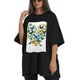 thumbnail image 4 of Plus Size Shirt for Women Black Tops for Women Short Sleeves Shirt for Women Little Hearts, With Yellow Butterflies3 T Shirt Crewneck Shirt for Women 5XL, 4 of 5