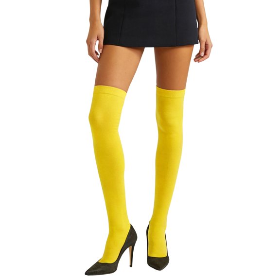 WAYUTE Womens Solid Color Over the Knee High Socks Thigh Stockings Seamless Stretchable Comfortable Leg Fashion Outfits