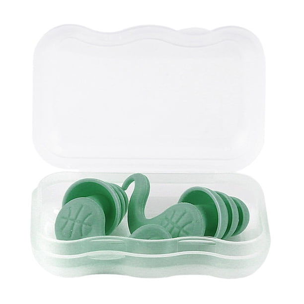 Tapones para los oídos para natación con caja, excelentes accesorios de silicona impermeables y reutilizables para Verde