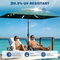thumbnail image 4 of Solar Rectangular Patio Umbrella 10×6.5 ft with LED Lights, UV Protection, Fade Resistant, Crank Lift and Push Button Tilt, Vented Canopy for Outdoor Patio Garden Deck Pool, Beige Gray Turquoise Blue, 4 of 8