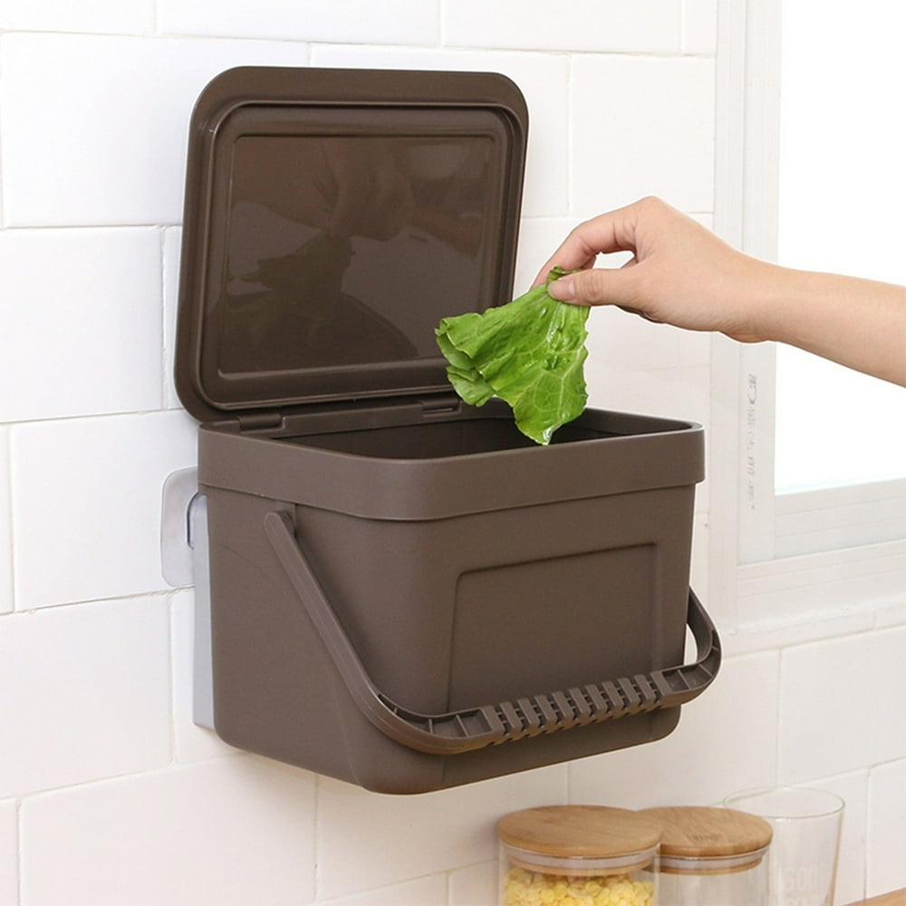 WallMounted Kitchen Trash Bin with Portable Lid Storage Bin Suitable for Bathroom Living Room