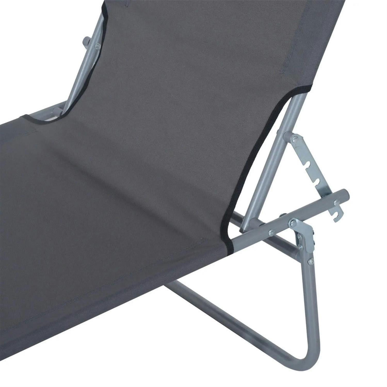 Demi Bonn Outdoor Folding Chaise Lounge, Collapsible Beach Tanning Seat Chair with Sun Protection, Portable Poolside Relaxation for Beach, Yard, Patio, Gray
