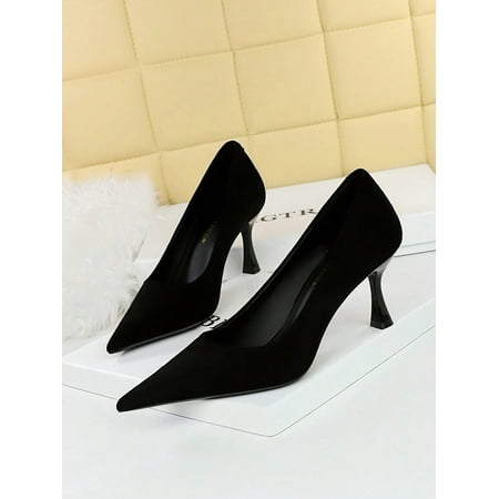 

3767-A1 Simple And Elegant European And American Style Stiletto Heels With Super High Heels Suede Shallow Top Pointed Women‘s Shoes Suitable For Banquets