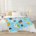 thumbnail image 2 of Kids Cute Cartoon Sushi Fleece Throw Blanket Baby Japanese Sushi Plush Blanket for Boys Girls Kawaii Style Sushi Sherpa Blanket Japanese Traditional Style Food Fuzzy Blanket Light Blue Black, 2 of 7
