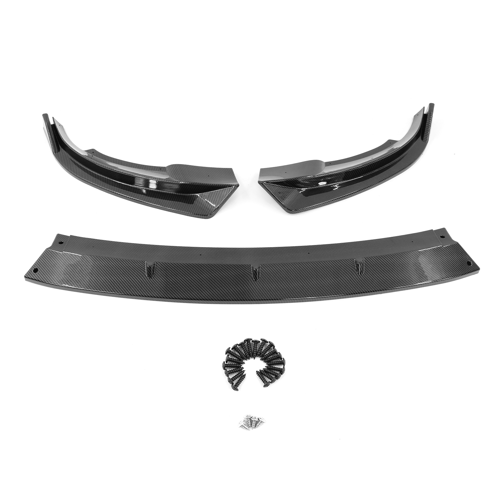 Ikon Motorsports 3PCS Front Bumper Lip Spoiler for 2020-2025 Tesla Y, IKON Style, PP Carbon Fiber Print