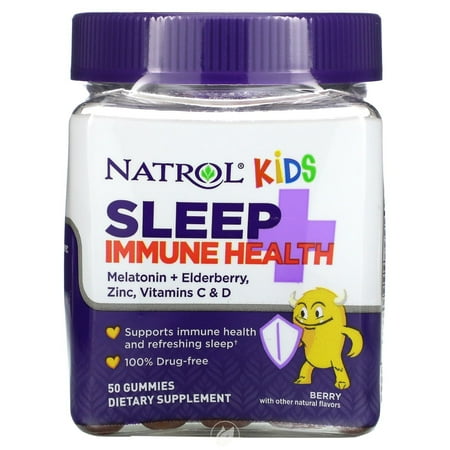 Natrol, Kids, Sleep + Immune Health, Berry, 50 Gummies, Pack of 2