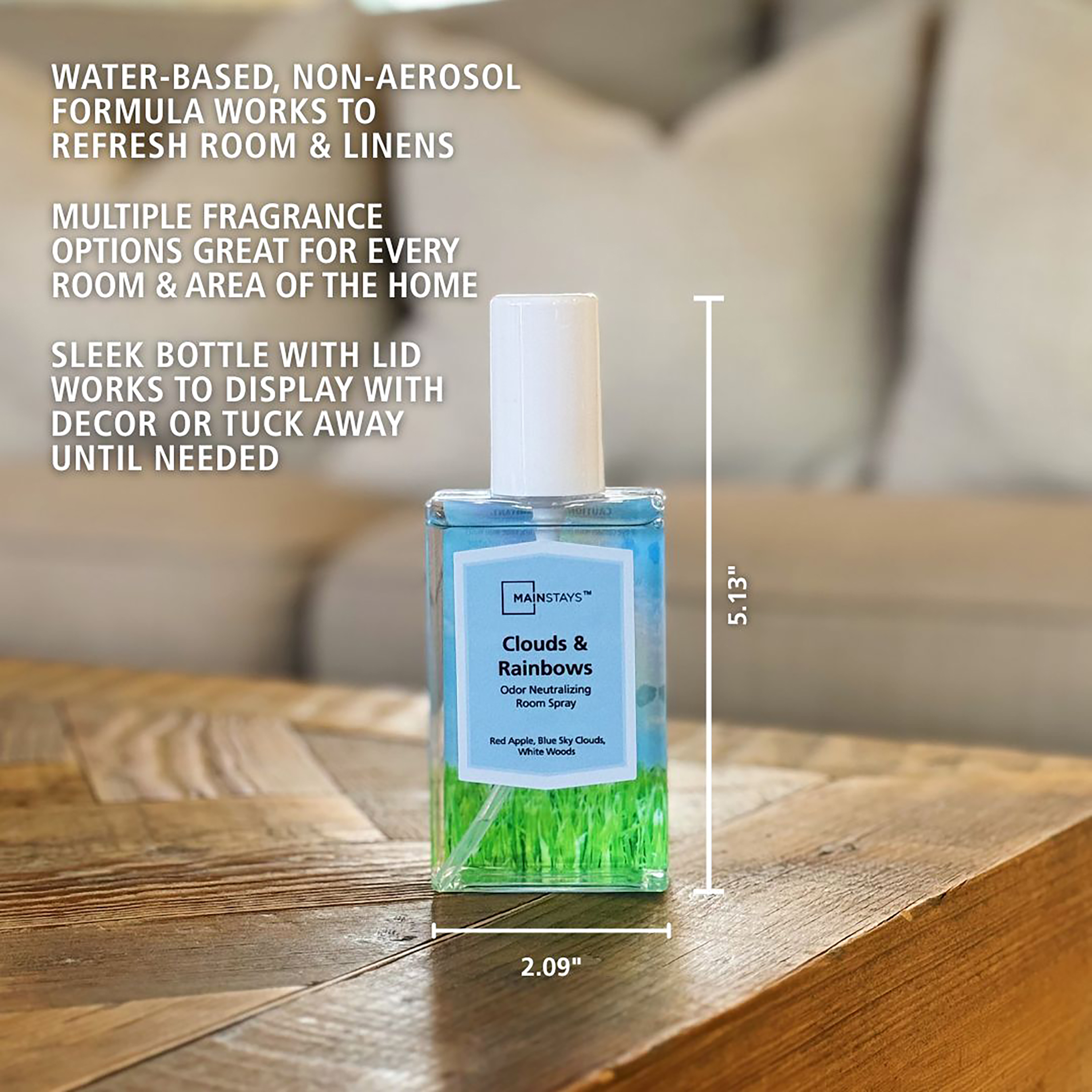 Mainstays Clouds & Rainbows Scented Room & Linen Spray 3.4 fl oz (100mL).
