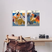 Stupell Industries Geometric Mountain Shape Abstract Designs Graphic Art Gray Framed Art Print Wall Art Set of 2, 16x20, by Jennifer Goldberger