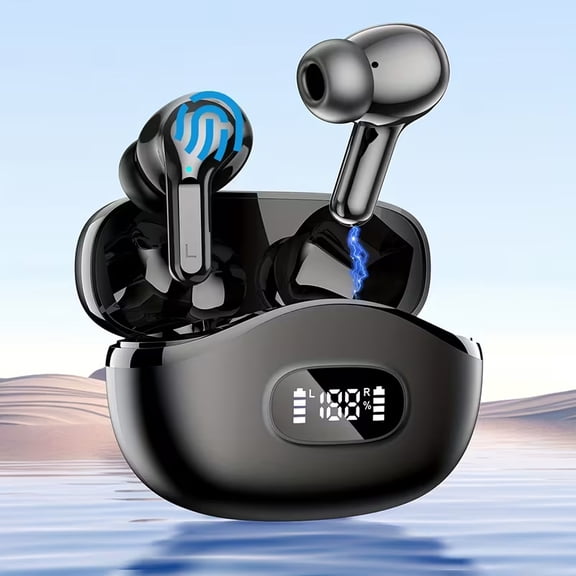 Wireless Earbuds, 48Hrs Bluetooth Headphones, Hi-Fi Stereo Deep Bass Ear Buds, ENC Noise Cancelling Mic, Clear Calls, USB Sport Earphones in Ear for Phones Laptop Pad