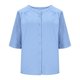 thumbnail image 5 of TaTaai 2026 Spring Women’s Button Front Round Neck Tee 3/4 Sleeve Loose Blouse Casual Solid Color Fashion Top Linen Texture Soft Daily Shirt Gift, 5 of 6