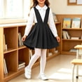 thumbnail image 7 of School Uniform Dresses Girls Pleated V Neck Casual Jumper Ruffle Sleeveless Cute Overall Dress Black, Size 7 Y, 7 of 7