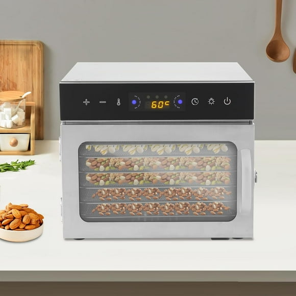 Food Dehydrator 400W Stainless Steel 6 Trays Food Dehydrator Machine, Food Dryer with 24H Timer Adjustable Temperature for Jerky Herb Meat Fruit