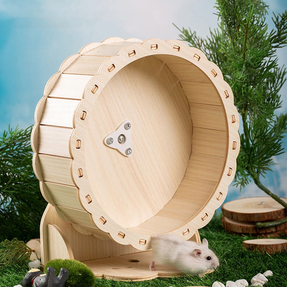 WRISTBIQUE Outdoor Khaki Wooden Hamster Exercise Wheel Suitable for Hamsters Squirrels Hedgehogs