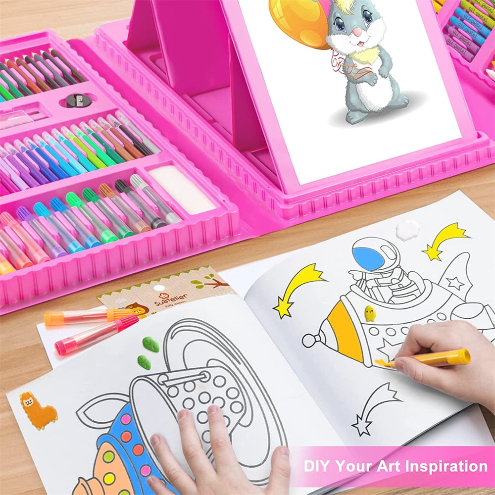 Art Kit, Art Supplies Drawing Kits, Arts and Crafts for Kids,Bexikou 208Pcs Gifts Art Set Gifts for Teen Girls Boys 6-8-9-12, Art Set Case with Trifold Easel, Pastels, Crayons, Pencils