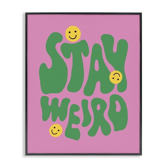 Stupell Industries Eclectic Stay Weird Retro Smilies Black Framed Giclee Art, 11 x 14, by House of Lulu
