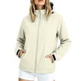 thumbnail image 2 of Cmfcve Rain Jacket for Women Waterproof Lightweight Windbreaker Jacket with Hood Packable Zipper Raincoat with Pockets M-4XL, 2 of 7