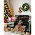 thumbnail image 2 of Christmas Flannel Blanket for Bed,Travel and Camping, Snowflakes Retro Joy Snowman Polar Bear Black Super Soft Cozy Blanket for All Seasons 30"x40", 2 of 6