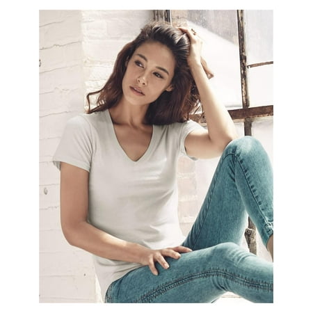 Maternity Shirred V-neck Tops - Anvil T-Shirts Women's Featherweight V-Neck T-Shirt