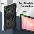thumbnail image 4 of Funda Resistente a Golpes para Samsung Galaxy Tab S11, Funda Protectora de Silicona + Capa de PC Anti Caída con Asa Giratoria de 360°, Soporte, Correa para el Hombro, Negro, para Galaxy Tab S11, 4 of 9