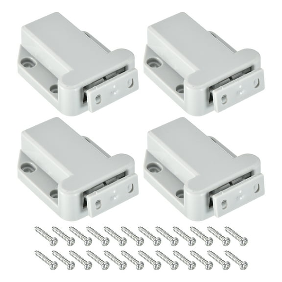Uxcell 4 Set ABS Automatic Spring Loaded Push to Open Door Catch Touch Lock, Grey