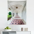 thumbnail image 1 of White Tapestry, Dome Arched Colonnade Hallway at Sambata De Sus Monastery in Transylvania Romania, Fabric Wall Hanging Decor for Bedroom Living Room Dorm, 5 Sizes, White Green, by Ambesonne, 1 of 1
