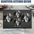 thumbnail image 6 of Electric Stove Burner Covers,4 Pcs Round Gas Burner Cover,8 and 10 Inch,Flower - framed Husky with Intense Eyes, 6 of 7
