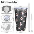 thumbnail image 4 of 16oz Tumblers Black Christmas Snowman Pattern Stainless Steel Vacuum Insulated Double Wall Travel Tumbler Cups Mug with Lid and Straw,Cleaning Brush for Coffee,Tea, 4 of 4